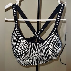 Under Armour Geometric Black and White Sports Bra